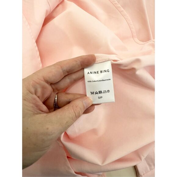 Anine Bing Mika Light Pink 3/4 Sleeve Collared Button Down Shirt Size Small - Picture 6 of 7